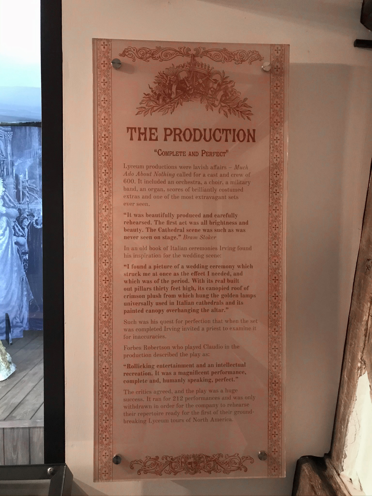 An interpretation panel for the costume display at Smallhythe Place designed by Corvidae Ltd, based on the original theatre programme.
