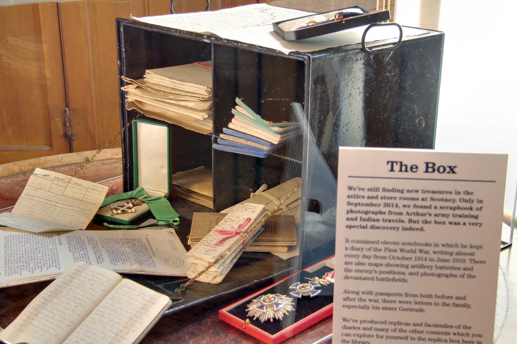 The original box containing Arthur’s diaries and papers.
